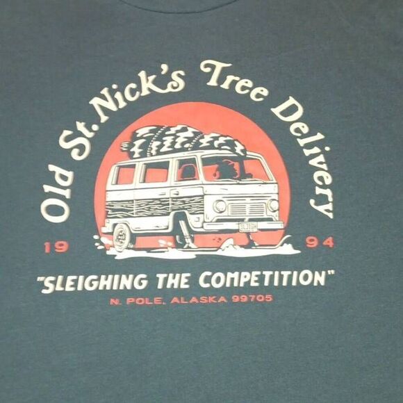 Old St. Nick's Tree Delivery Tee Size Large Christmas Tshirt Brand Old Navy C - Picture 1 of 6